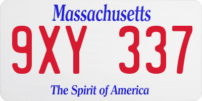 MA license plate 9XY337