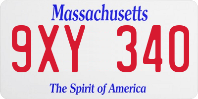 MA license plate 9XY340