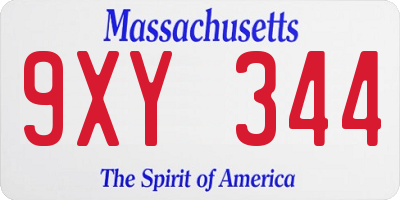 MA license plate 9XY344