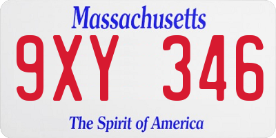 MA license plate 9XY346