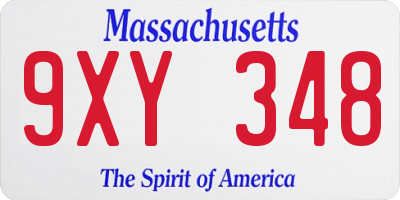 MA license plate 9XY348