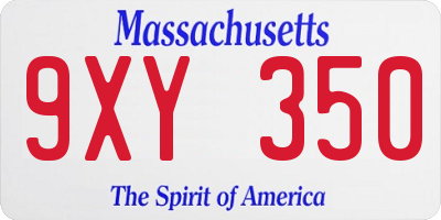 MA license plate 9XY350