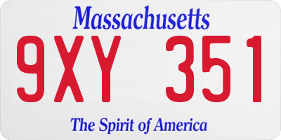 MA license plate 9XY351