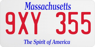 MA license plate 9XY355