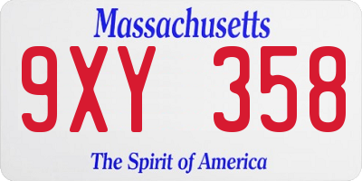 MA license plate 9XY358
