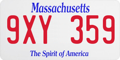 MA license plate 9XY359