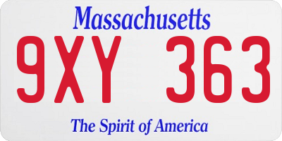 MA license plate 9XY363