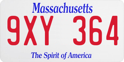 MA license plate 9XY364