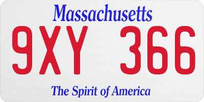 MA license plate 9XY366