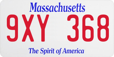 MA license plate 9XY368