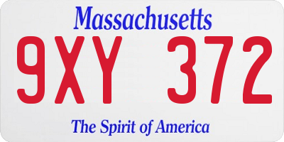 MA license plate 9XY372
