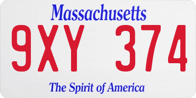 MA license plate 9XY374