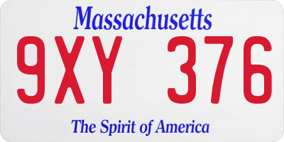 MA license plate 9XY376