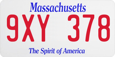 MA license plate 9XY378