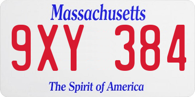 MA license plate 9XY384