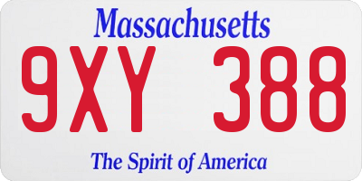 MA license plate 9XY388