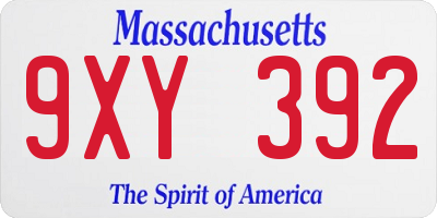 MA license plate 9XY392