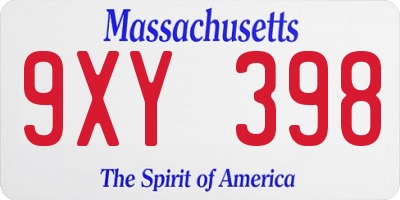 MA license plate 9XY398