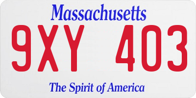 MA license plate 9XY403