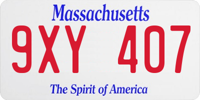 MA license plate 9XY407