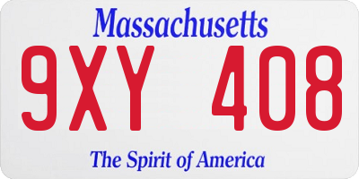 MA license plate 9XY408