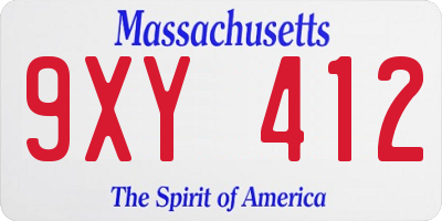 MA license plate 9XY412