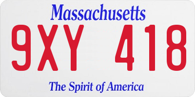 MA license plate 9XY418