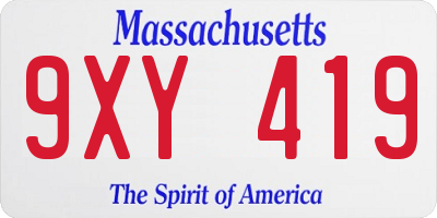 MA license plate 9XY419