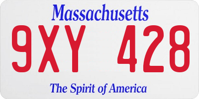 MA license plate 9XY428