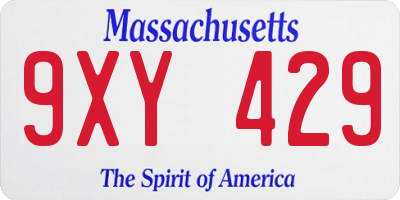 MA license plate 9XY429