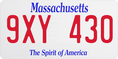 MA license plate 9XY430