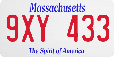 MA license plate 9XY433