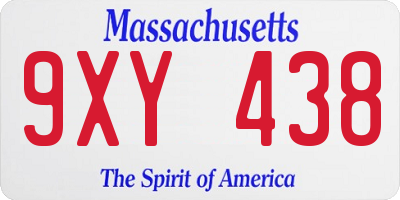MA license plate 9XY438