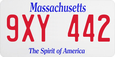 MA license plate 9XY442