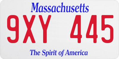 MA license plate 9XY445