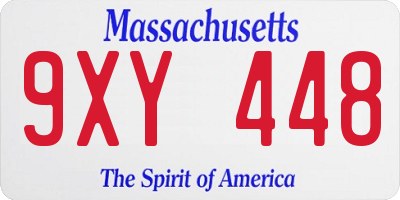 MA license plate 9XY448