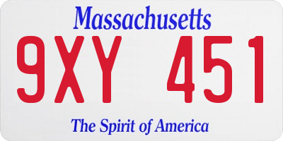 MA license plate 9XY451