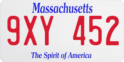 MA license plate 9XY452