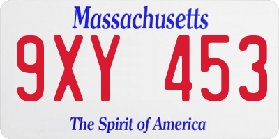 MA license plate 9XY453
