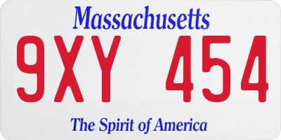 MA license plate 9XY454