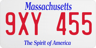 MA license plate 9XY455