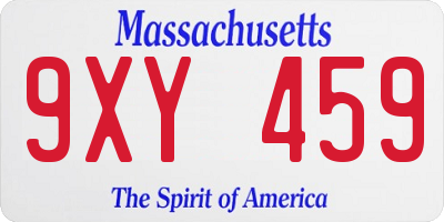 MA license plate 9XY459