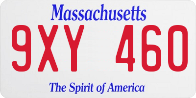 MA license plate 9XY460