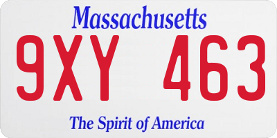 MA license plate 9XY463