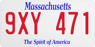 MA license plate 9XY471