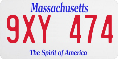 MA license plate 9XY474