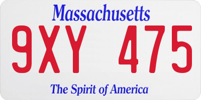 MA license plate 9XY475