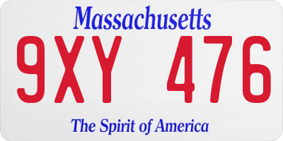 MA license plate 9XY476