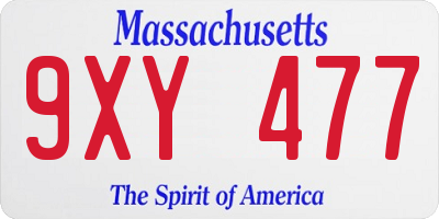 MA license plate 9XY477