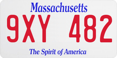 MA license plate 9XY482